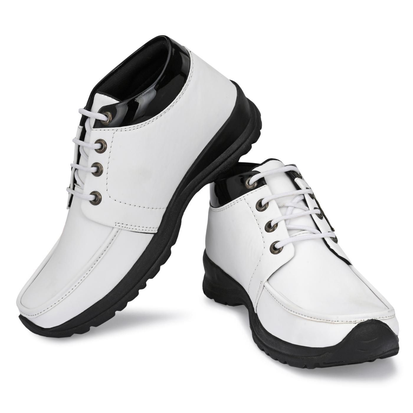 Men's White Lace-Up Boots