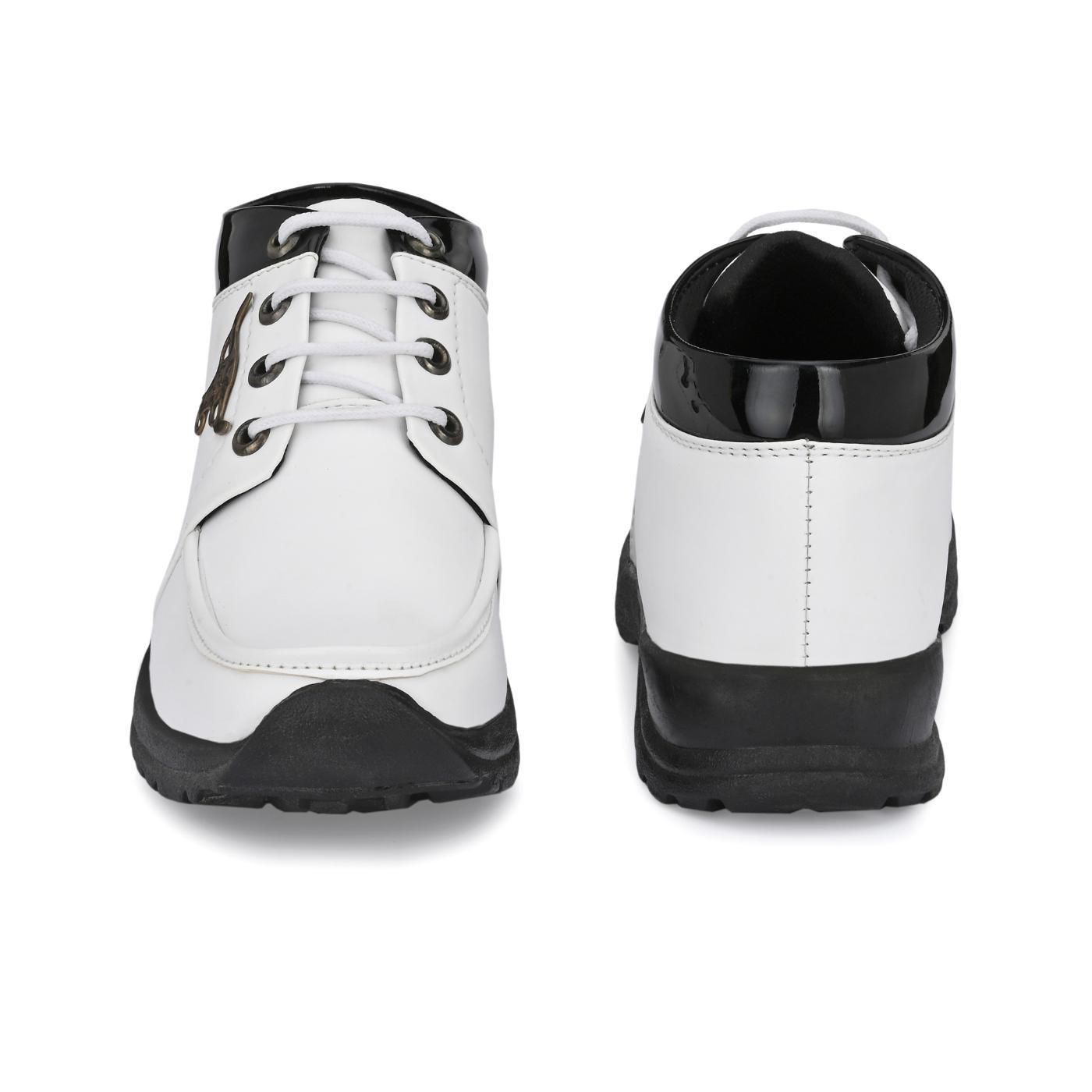 Men's White Lace-Up Boots